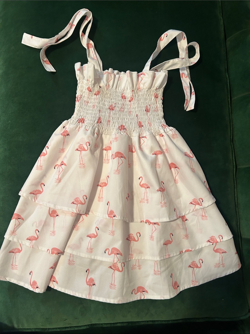 Cotton Candy White Sundress with Pink Flamingo Print